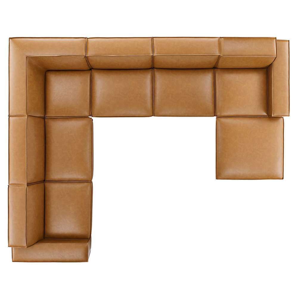 Modway - Restore 7-Piece Vegan Leather Sectional Sofa - EEI-4716-TAN veiw 3