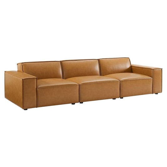 Modway - Restore Vegan Leather 3-Piece Sofa - EEI-4708-TAN veiw 2