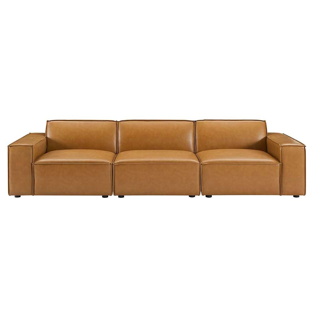 Modway - Restore Vegan Leather 3-Piece Sofa - EEI-4708-TAN veiw 3