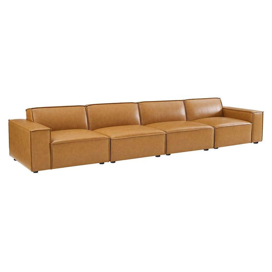 Modway - Restore Vegan Leather 4-Piece Sofa in Tan - EEI-4710-TAN veiw 2