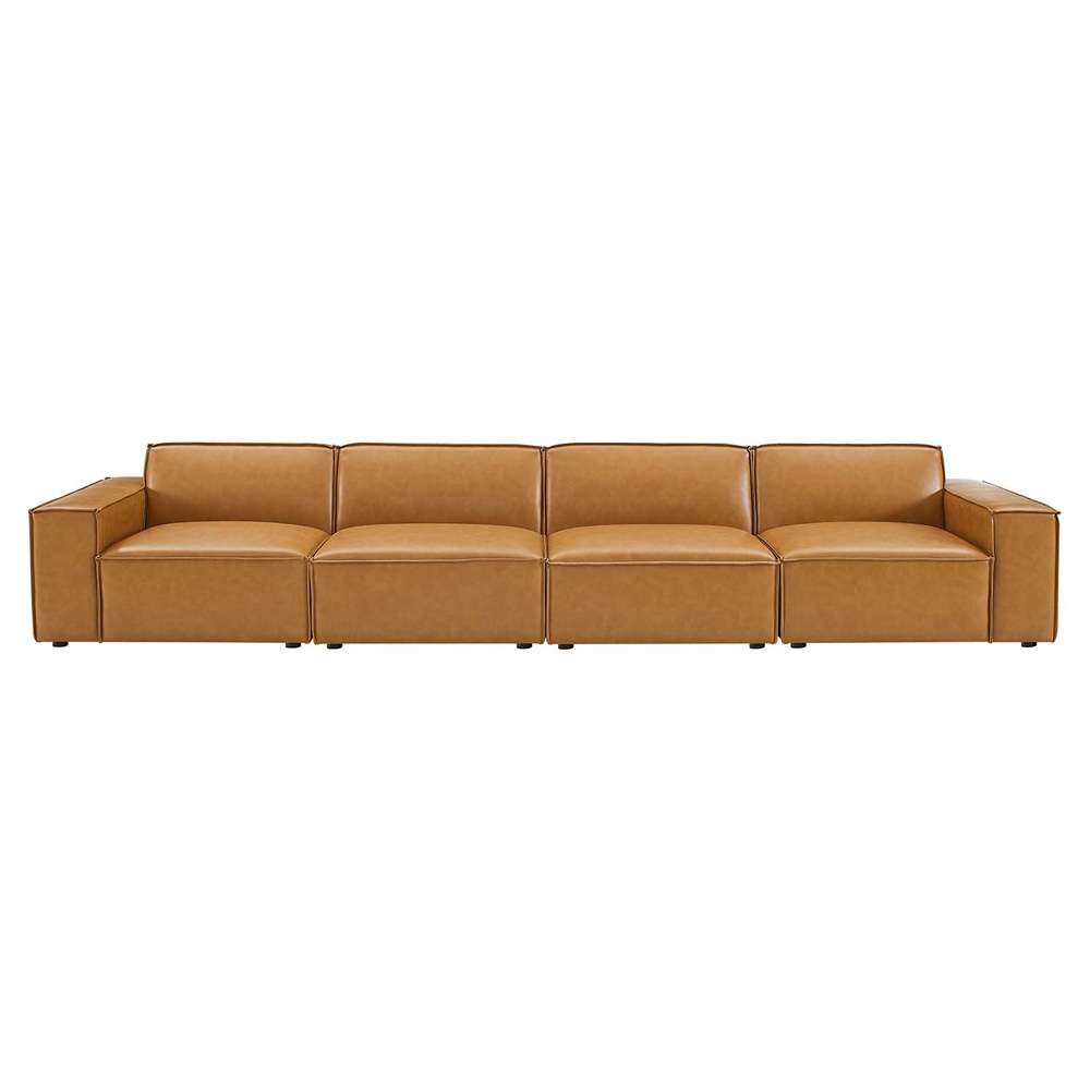 Modway - Restore Vegan Leather 4-Piece Sofa in Tan - EEI-4710-TAN veiw 3