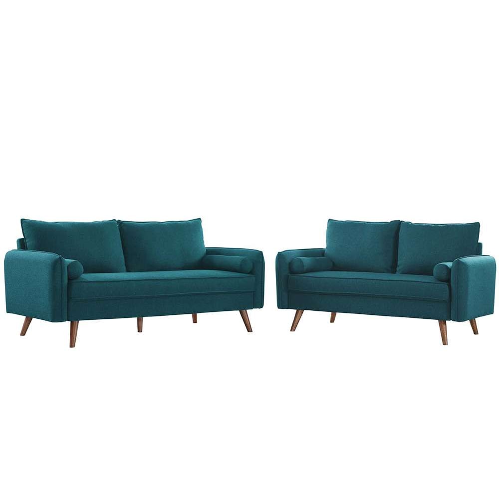 Modway - Revive Upholstered Fabric Sofa and Loveseat Set - EEI-4047-TEA-SET veiw 1