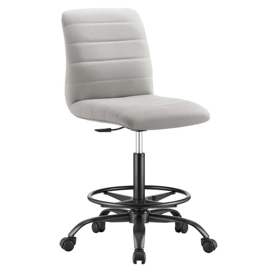 Modway - Ripple Armless Vegan Leather Drafting Chair - EEI-4978-BLK-LGR veiw 2