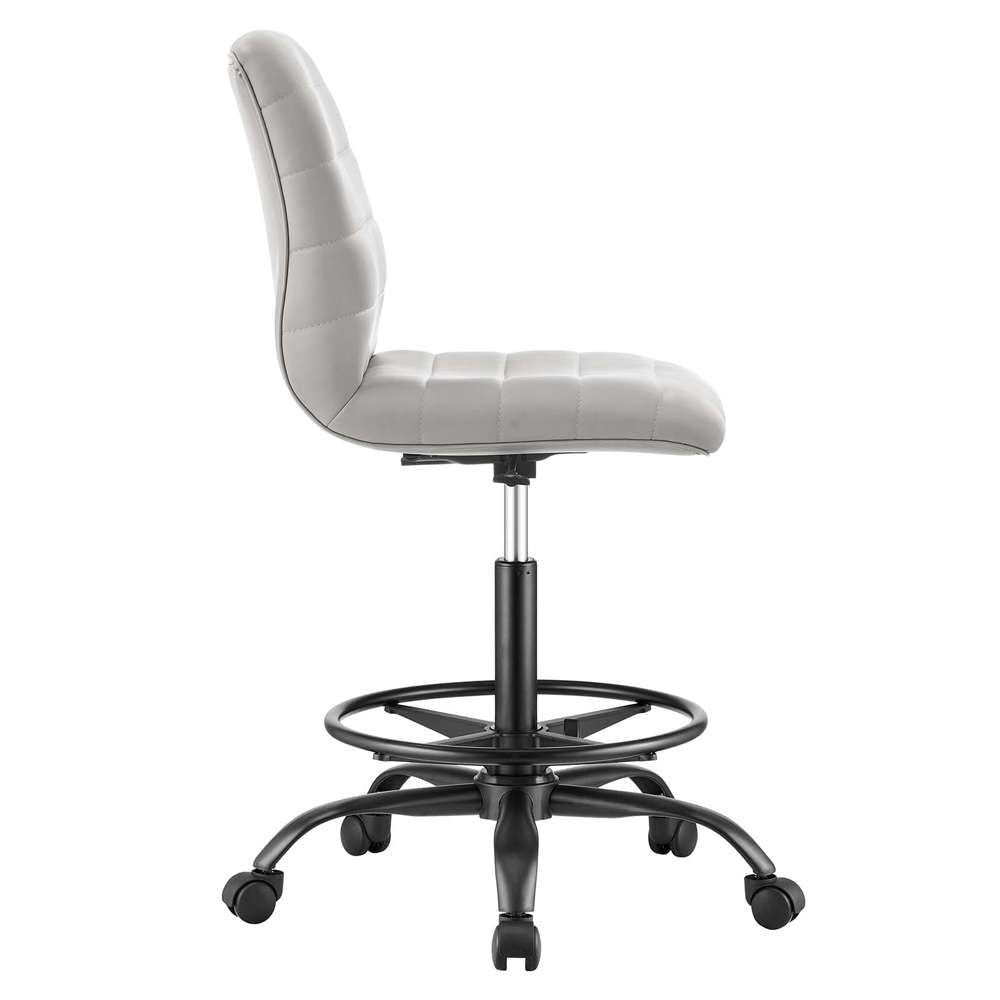 Modway - Ripple Armless Vegan Leather Drafting Chair - EEI-4978-BLK-LGR veiw 3