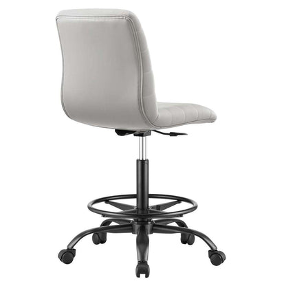 Modway - Ripple Armless Vegan Leather Drafting Chair - EEI-4978-BLK-LGR veiw 4