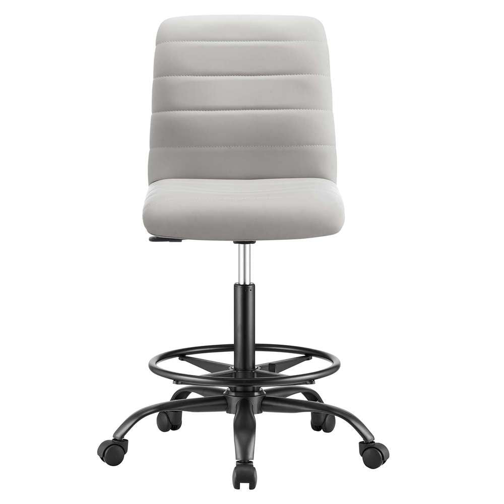 Modway - Ripple Armless Vegan Leather Drafting Chair - EEI-4978-BLK-LGR veiw 5