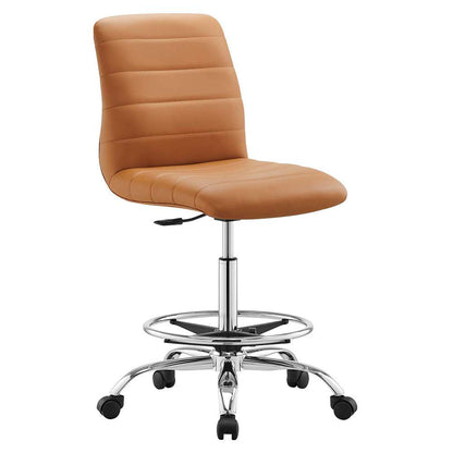 Modway - Ripple Armless Vegan Leather Drafting Chair - EEI-4980-SLV-TAN veiw 1