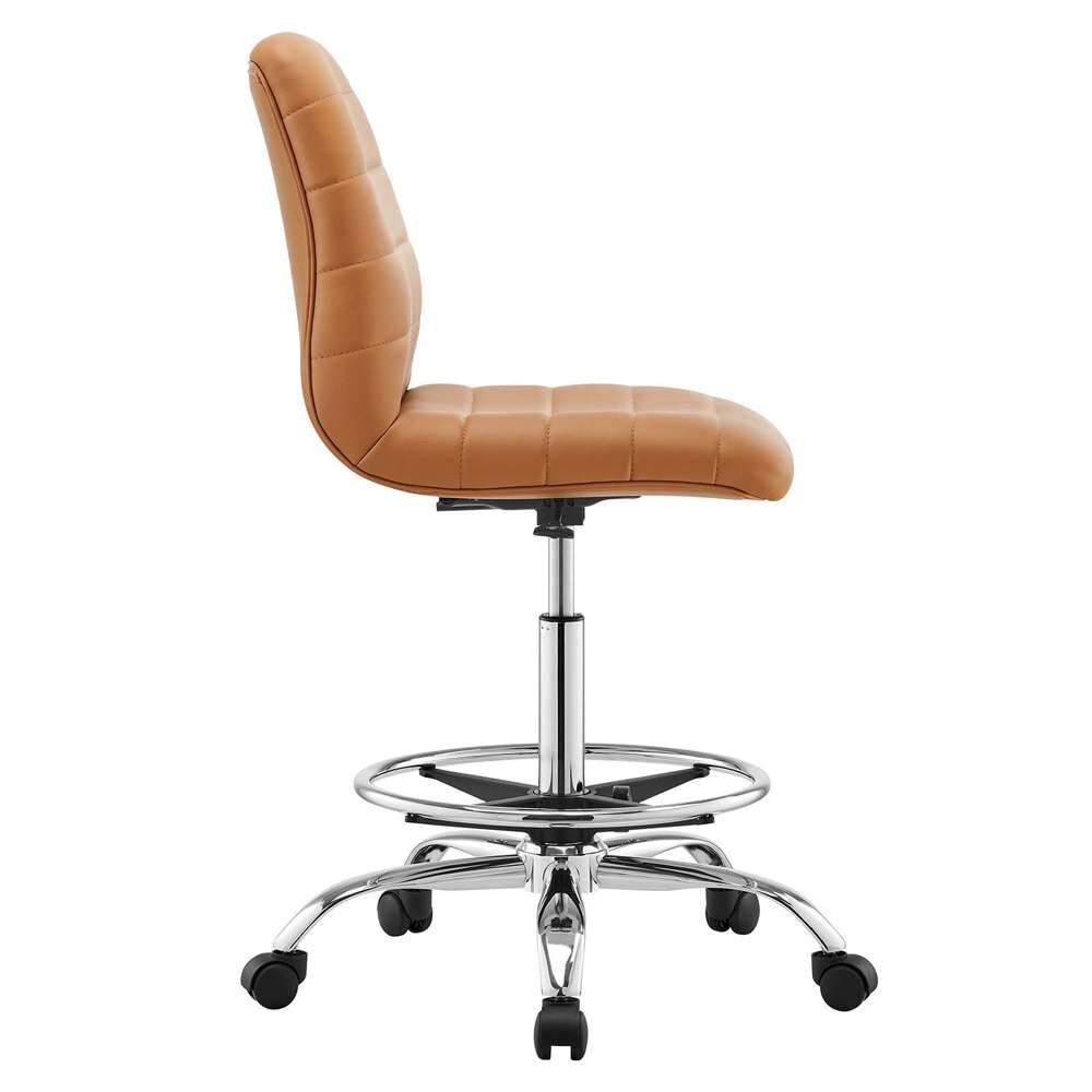 Modway - Ripple Armless Vegan Leather Drafting Chair - EEI-4980-SLV-TAN veiw 3