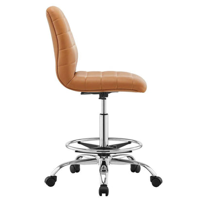 Modway - Ripple Armless Vegan Leather Drafting Chair - EEI-4980-SLV-TAN veiw 3