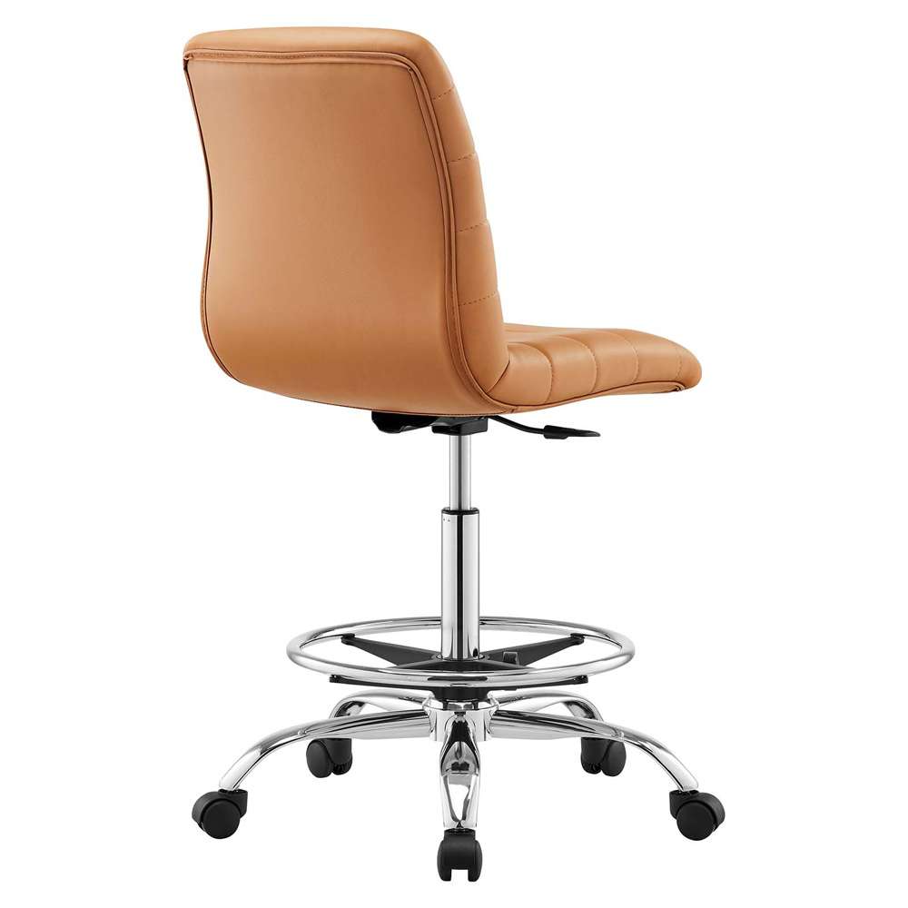 Modway - Ripple Armless Vegan Leather Drafting Chair - EEI-4980-SLV-TAN veiw 4