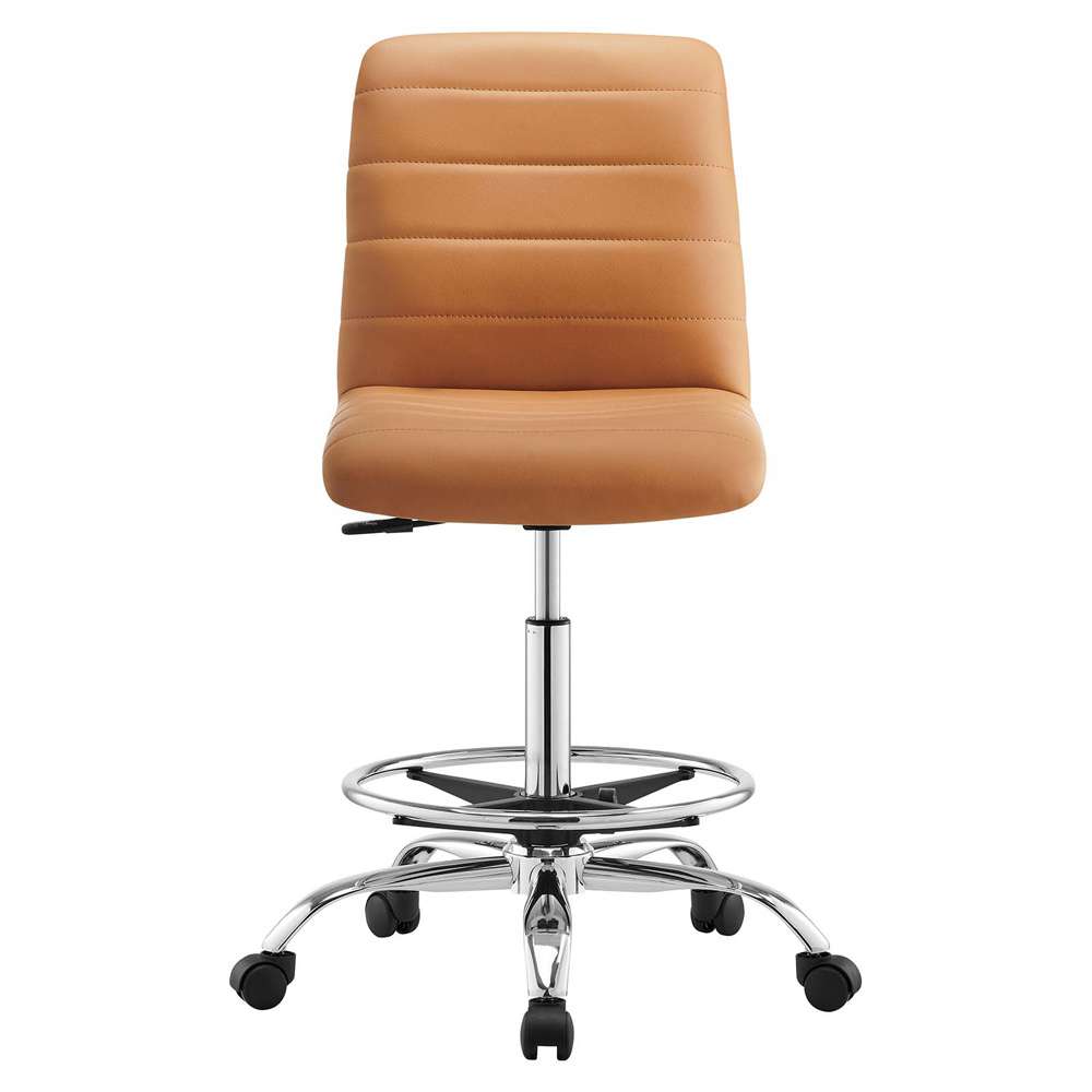 Modway - Ripple Armless Vegan Leather Drafting Chair - EEI-4980-SLV-TAN veiw 5