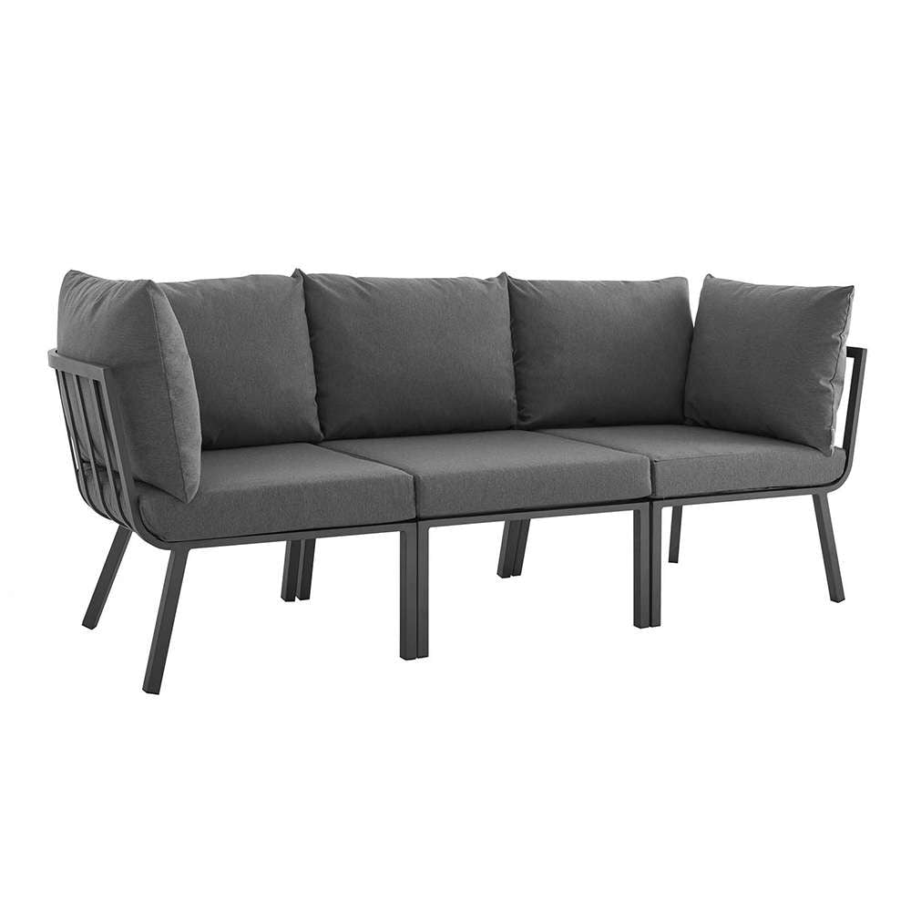 Modway - Riverside 3 Piece Outdoor Patio Aluminum Sectional Sofa Set - EEI-3782-SLA-CHA veiw 1
