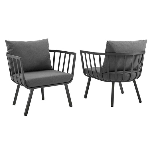 Modway - Riverside Outdoor Patio Aluminum Armchair (Set of 2) - EEI-3960-SLA-CHA veiw 1