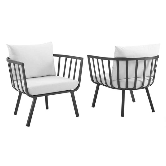 Modway - Riverside Outdoor Patio Aluminum Armchair (Set of 2) - EEI-3960-SLA-WHI veiw 1