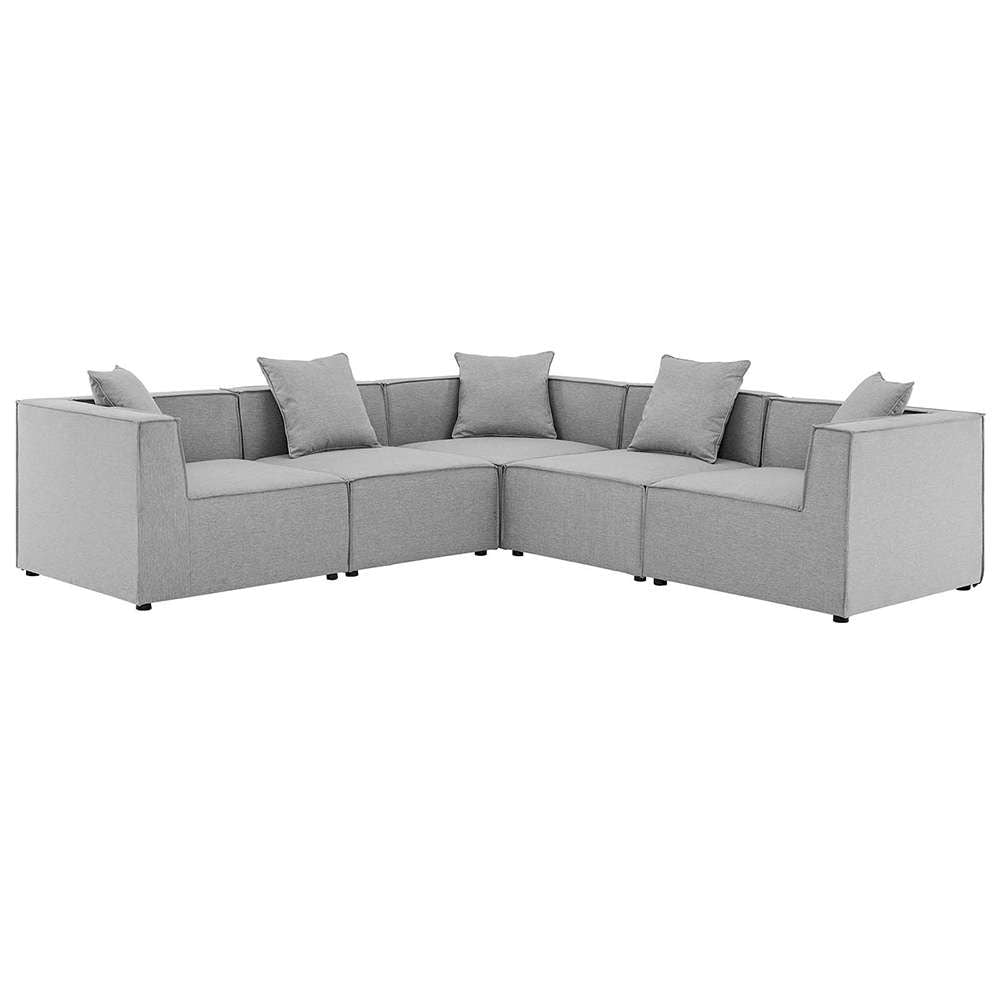 Modway - Saybrook Outdoor Patio Upholstered 5-Piece Sectional Sofa - EEI-4384-GRY veiw 1