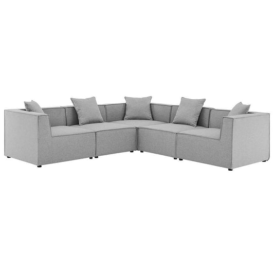 Modway - Saybrook Outdoor Patio Upholstered 5-Piece Sectional Sofa - EEI-4384-GRY veiw 1