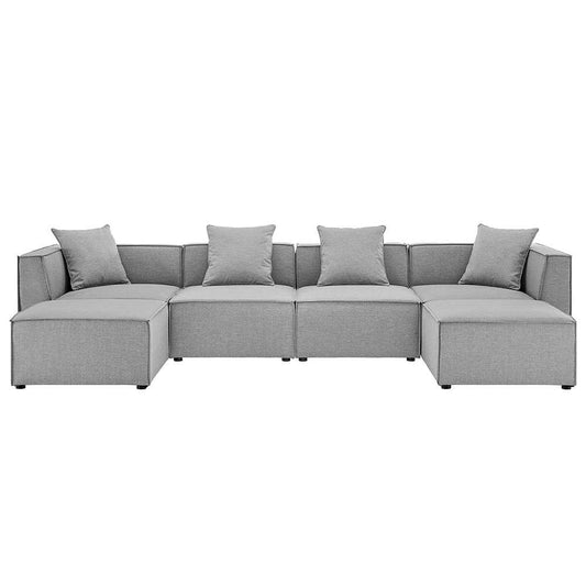 Modway - Saybrook Outdoor Patio Upholstered 6-Piece Sectional Sofa - EEI-4383-GRY veiw 1