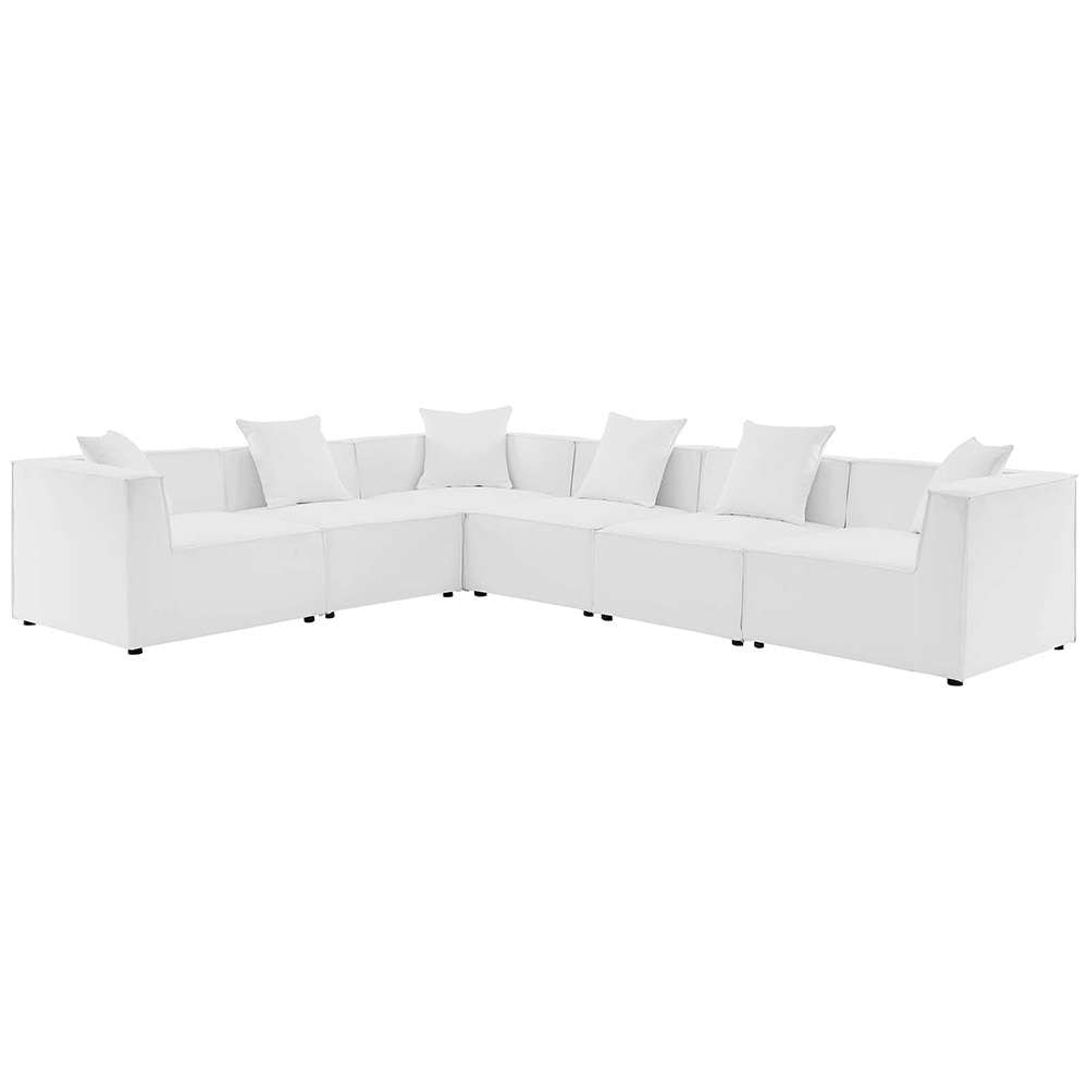 Modway - Saybrook Outdoor Patio Upholstered 6-Piece Sectional Sofa - EEI-4385-WHI veiw 1