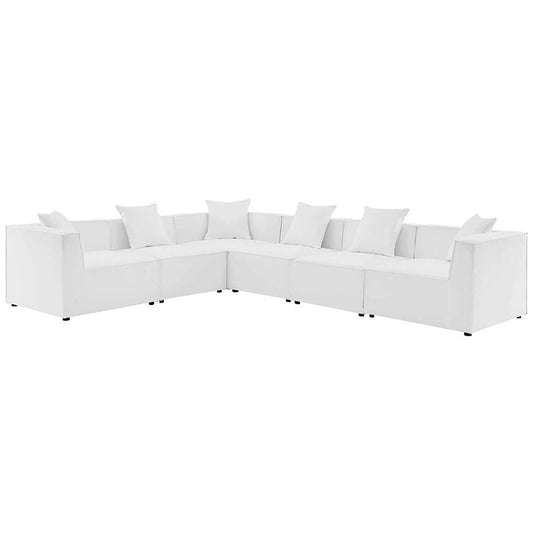 Modway - Saybrook Outdoor Patio Upholstered 6-Piece Sectional Sofa - EEI-4385-WHI veiw 1