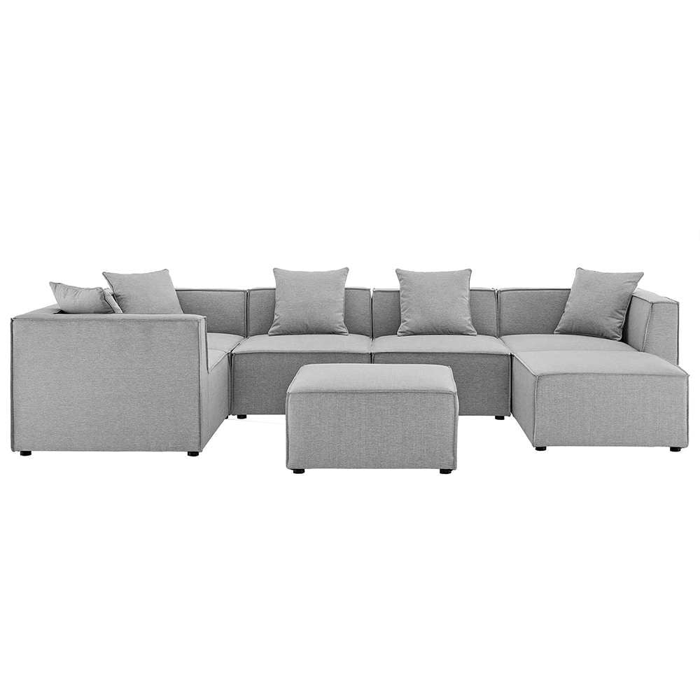Modway - Saybrook Outdoor Patio Upholstered 7-Piece Sectional Sofa - EEI-4387-GRY veiw 1