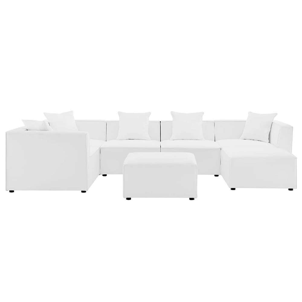 Modway - Saybrook Outdoor Patio Upholstered 7-Piece Sectional Sofa - EEI-4387-WHI veiw 1
