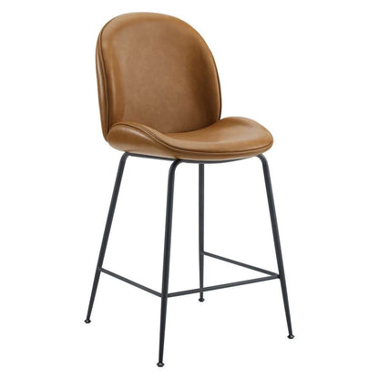 Modway - Scoop Black Powder Coated Steel Leg Vegan Leather Counter Stool - EEI-4638-TAN veiw 2