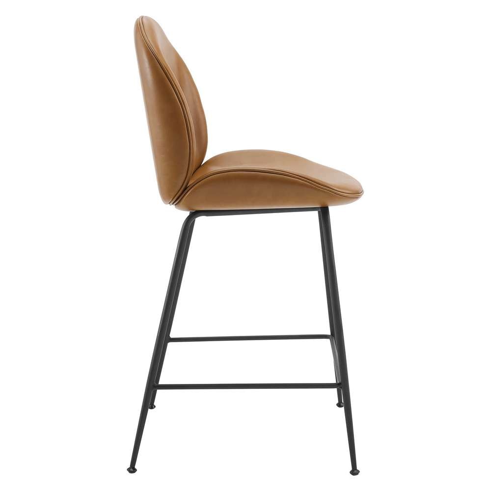 Modway - Scoop Black Powder Coated Steel Leg Vegan Leather Counter Stool - EEI-4638-TAN veiw 3