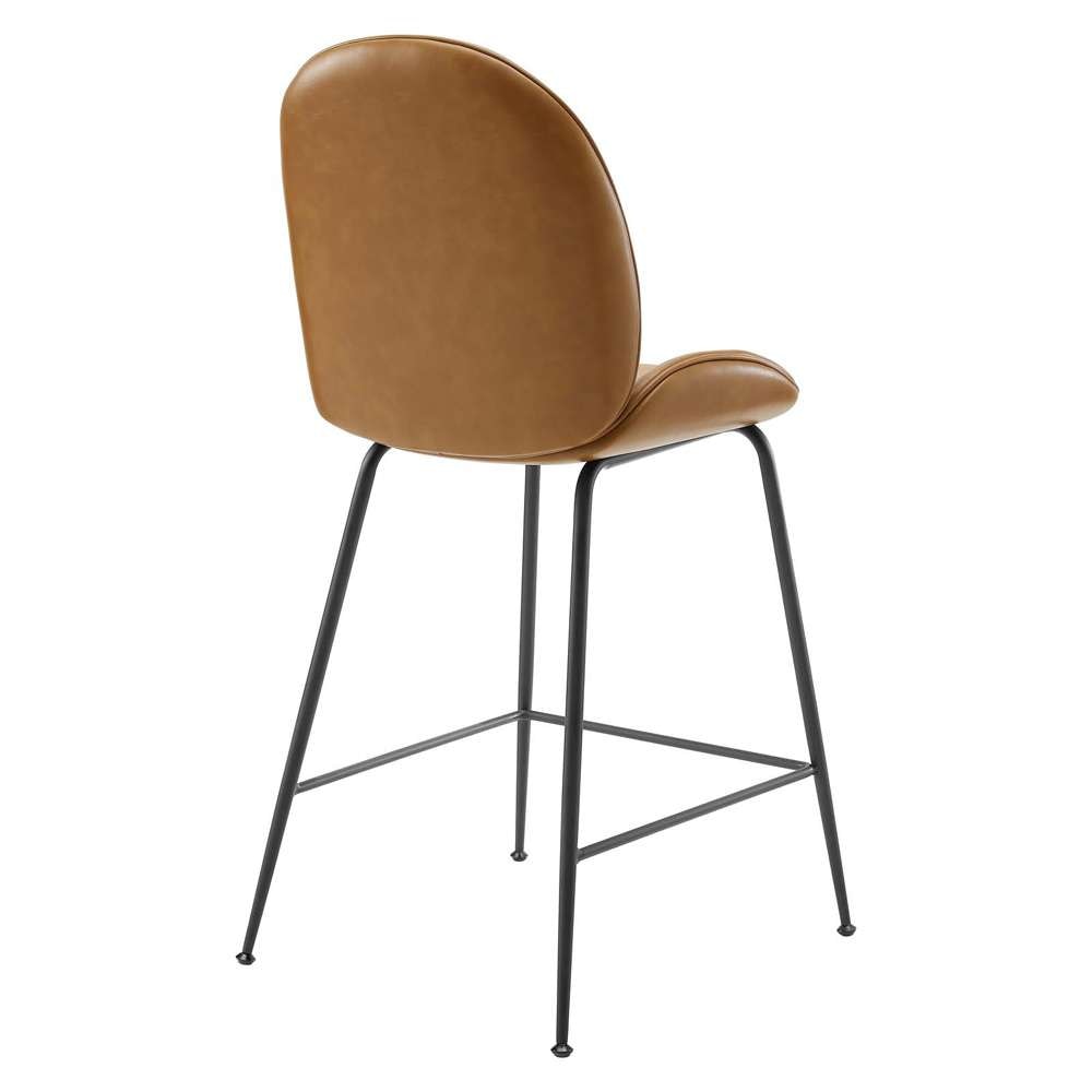 Modway - Scoop Black Powder Coated Steel Leg Vegan Leather Counter Stool - EEI-4638-TAN veiw 4