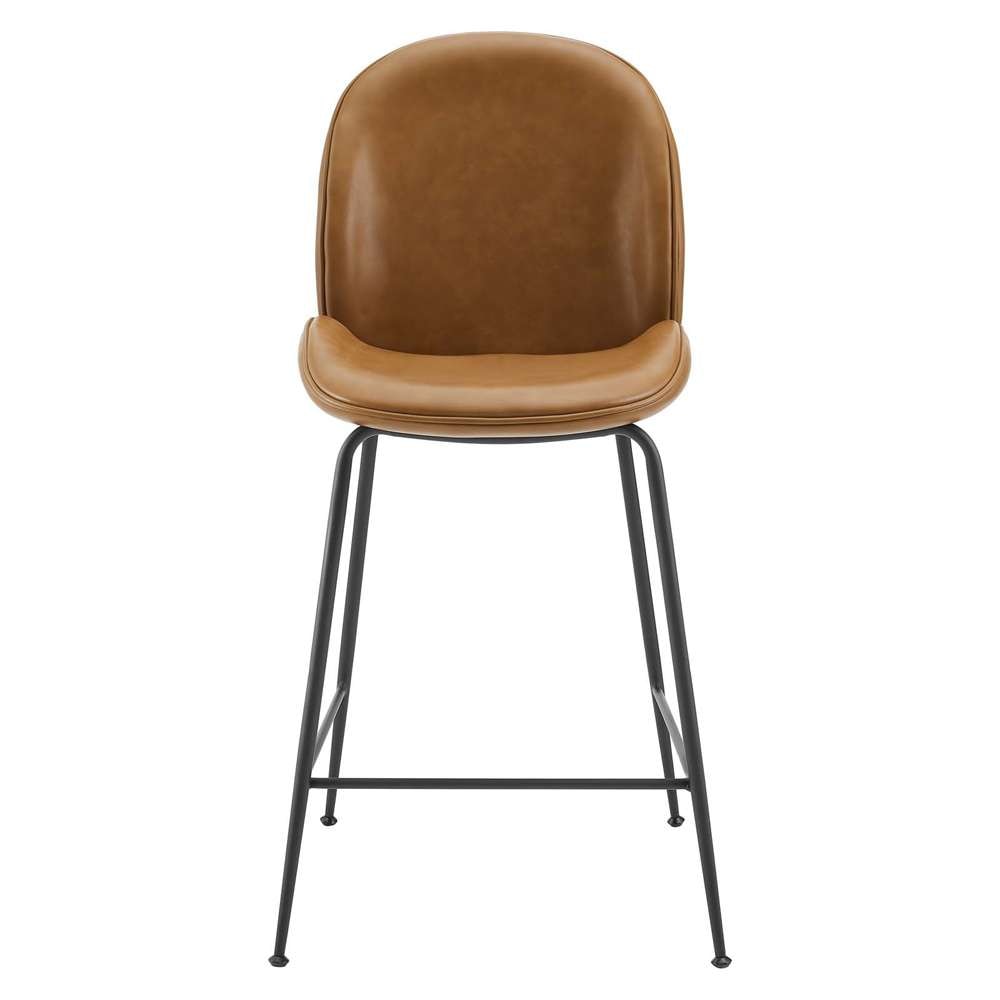 Modway - Scoop Black Powder Coated Steel Leg Vegan Leather Counter Stool - EEI-4638-TAN veiw 5