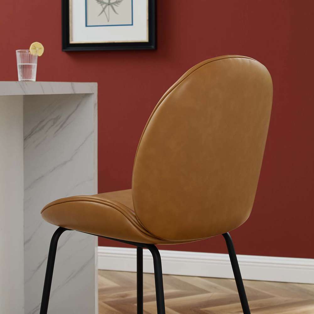 Modway - Scoop Black Powder Coated Steel Leg Vegan Leather Counter Stool - EEI-4638-TAN veiw 6