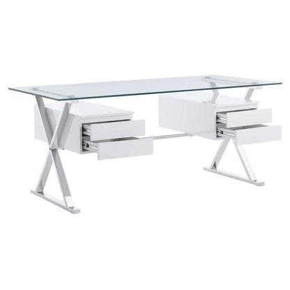 Modway - Sector 71in Glass Top Glass Office Desk - EEI-6226-WHI veiw 3
