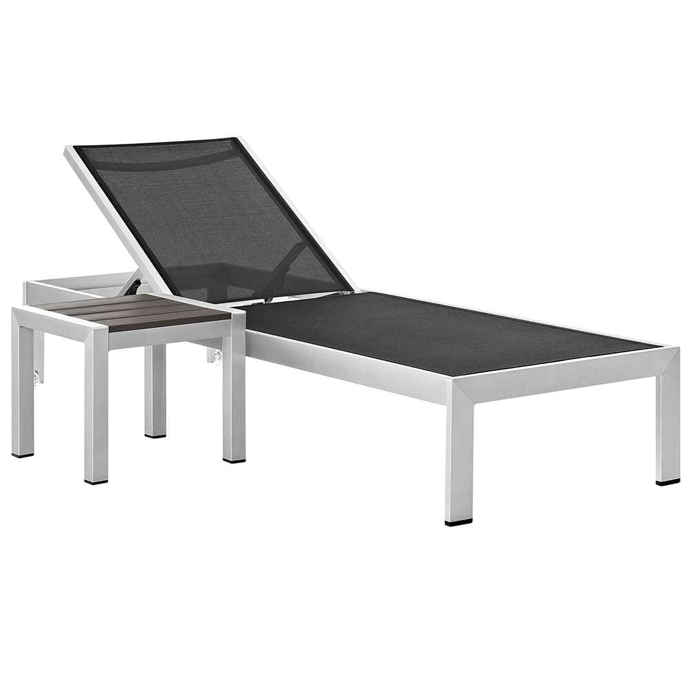 Modway - Shore 2 Piece Outdoor Patio Aluminum Set - EEI-2470-SLV-BLK-SET veiw 1