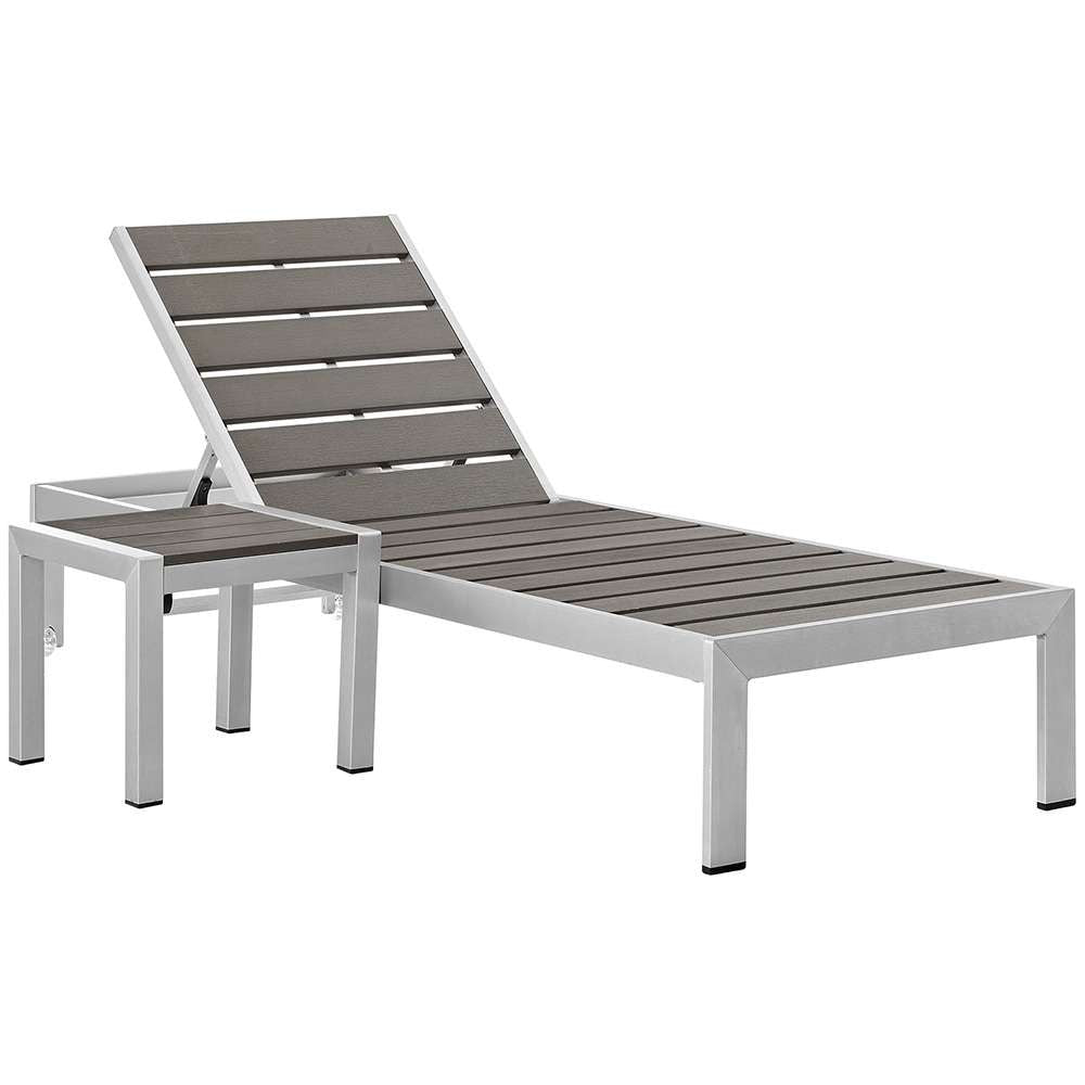 Modway - Shore 2 Piece Outdoor Patio Aluminum Set - EEI-2465-SLV-GRY-SET veiw 1