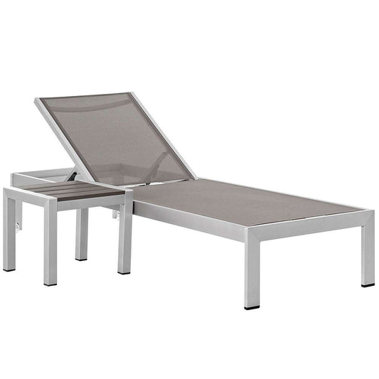 Modway - Shore 2 Piece Outdoor Patio Aluminum Set - EEI-2470-SLV-GRY-SET veiw 1