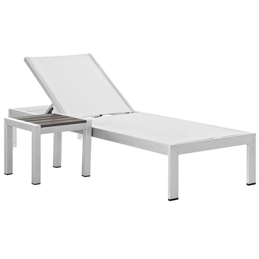 Modway - Shore 2 Piece Outdoor Patio Aluminum Set - EEI-2470-SLV-WHI-SET veiw 1