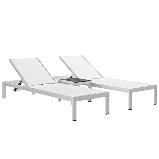 Modway - Shore 3 Piece Outdoor Patio Aluminum Set - EEI-2471-SLV-WHI-SET veiw 1
