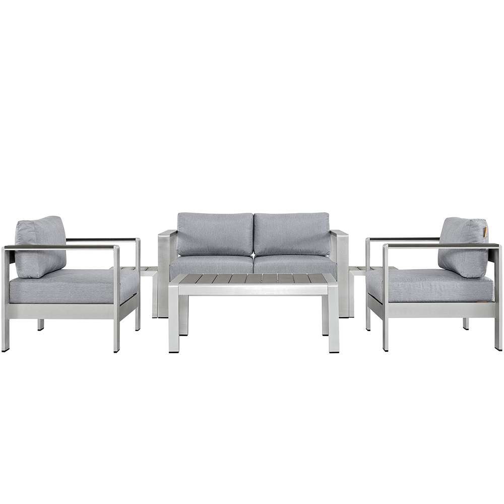 Modway - Shore 6 Piece Outdoor Patio Aluminum Sectional Sofa Set - EEI-2568-SLV-GRY veiw 1