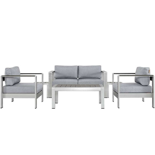 Modway - Shore 6 Piece Outdoor Patio Aluminum Sectional Sofa Set - EEI-2568-SLV-GRY veiw 1