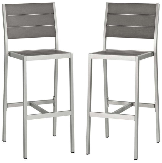 Modway - Shore Armless Bar Stool Outdoor Patio Aluminum (Set of 2) - EEI-3156-SLV-GRY-SET veiw 1