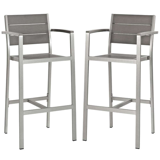 Modway - Shore Bar Stool Outdoor Patio Aluminum (Set of 2) - EEI-3155-SLV-GRY-SET veiw 1