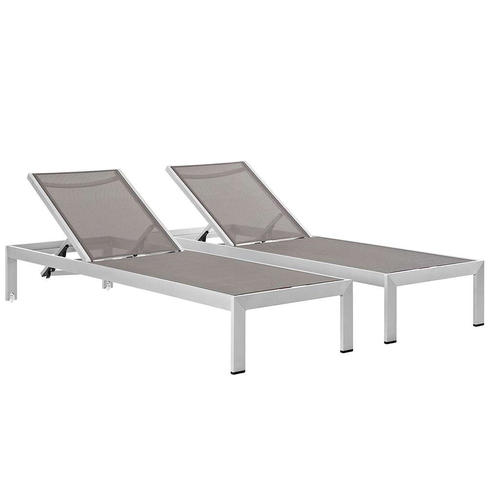 Modway - Shore Chaise Outdoor Patio Aluminum (Set of 2) - EEI-2472-SLV-GRY-SET veiw 1