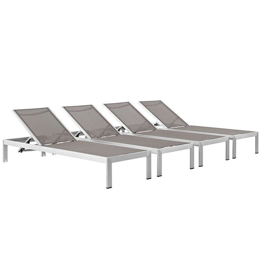 Modway - Shore Chaise Outdoor Patio Aluminum (Set of 4) - EEI-2473-SLV-GRY-SET veiw 1