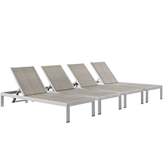 Modway - Shore Chaise Outdoor Patio Aluminum (Set of 4) - EEI-2478-SLV-GRY-SET veiw 1