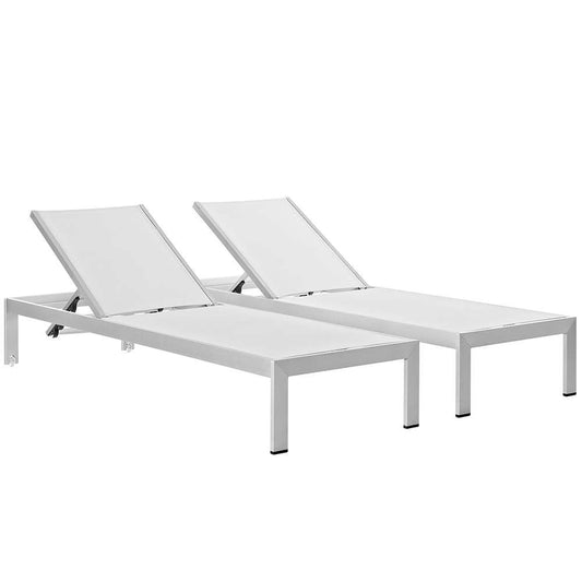 Modway - Shore Chaise Outdoor Patio Aluminum (Set of 2) - EEI-2472-SLV-WHI-SET veiw 1