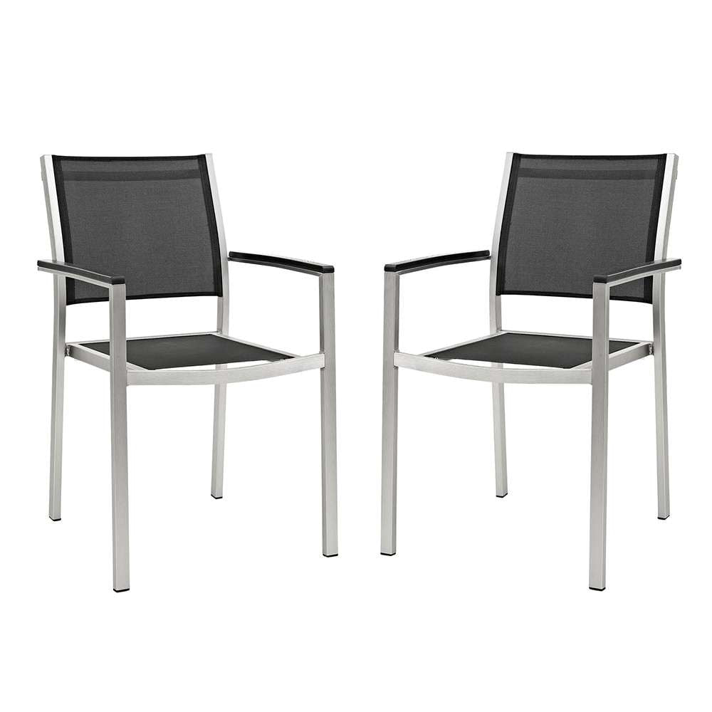 Modway - Shore Dining Chair Outdoor Patio Aluminum (Set of 2) - EEI-2586-SLV-BLK-SET veiw 1