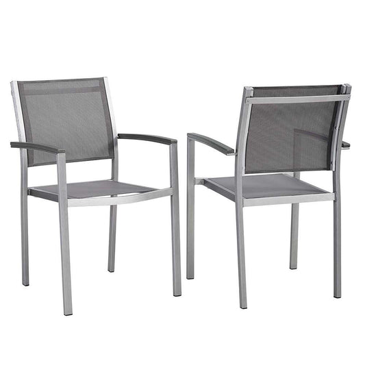 Modway - Shore Dining Chair Outdoor Patio Aluminum (Set of 2) - EEI-2586-SLV-GRY-SET veiw 1