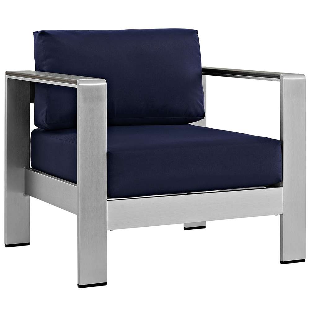 Modway - Shore Outdoor Patio Aluminum Armchair - EEI-2266-SLV-NAV veiw 1