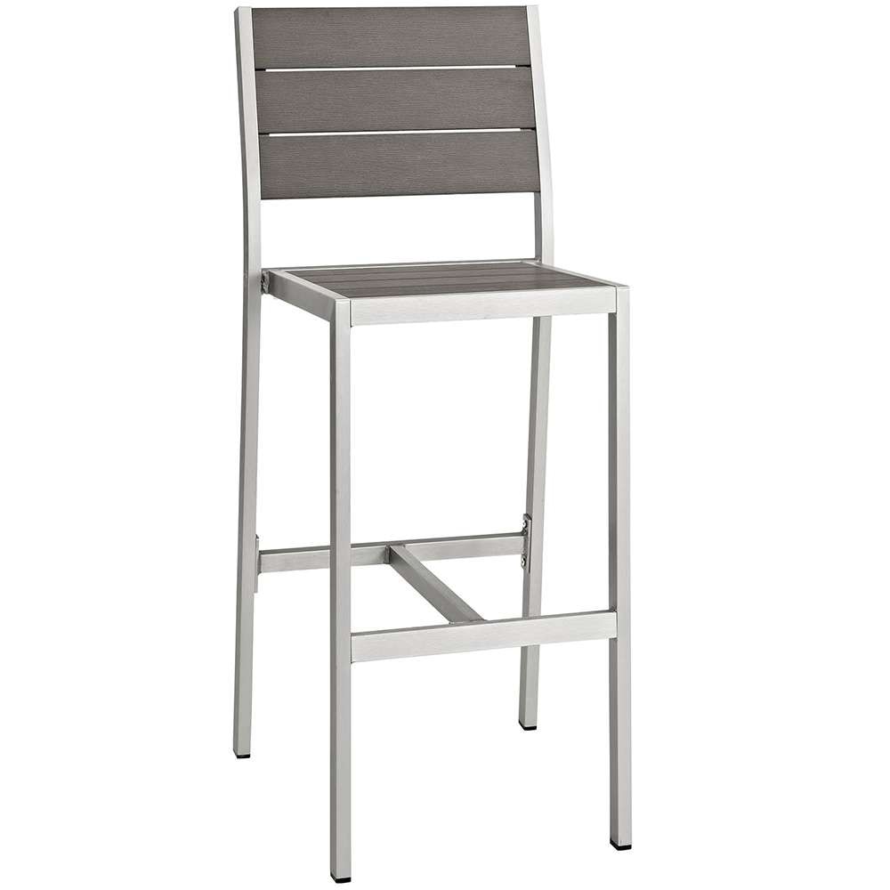 Modway - Shore Outdoor Patio Aluminum Armless Bar Stool - EEI-2255-SLV-GRY veiw 1