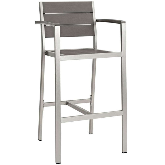 Modway - Shore Outdoor Patio Aluminum Bar Stool - EEI-2254-SLV-GRY veiw 1