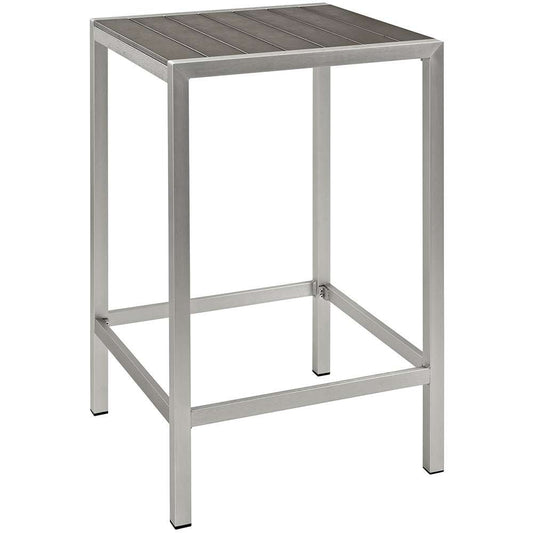 Modway - Shore Outdoor Patio Aluminum Bar Table - EEI-2256-SLV-GRY veiw 1
